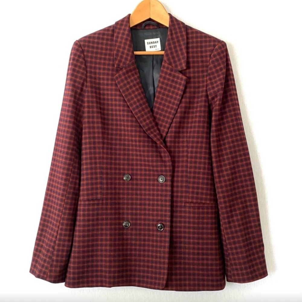 Sunday Best Plaid Blazer in Burgundy